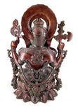 White Whale Lord Ganesha Sitting on Kamal Brass Statue Religious Strength God Sculpture Idol - Large