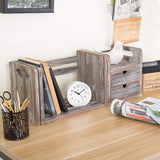 White Whale Wooden Expandable Desktop Bookcase Organizer with 2-Drawers