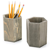 White Whale Wooden Pen & Pencil Holder Cups, Set of 2