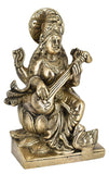 White Whale Brass Goddess Saraswati Sitting On Kamal Statue Idol Home Decor Figurine