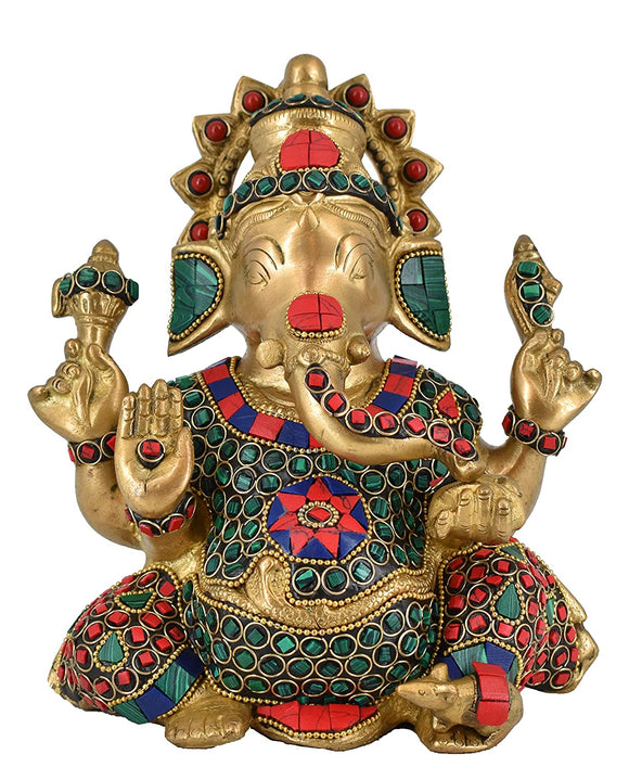 White Whale Lord Ganesh Murti Ganesha Idol Ganpati Bhagwan Brass Statue for Home Decoration Showpiece