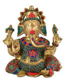 White Whale Lord Ganesh Murti Ganesha Idol Ganpati Bhagwan Brass Statue for Home Decoration Showpiece