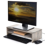 White Whale Wooden Style Computer Monitor Stand & Desktop Shelf