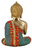 White Whale Lord Buddha Brass Statue With Multicolor Stone Work  Buddhism Shakyamuni Idol feng Shui Home Decorative Showpiece