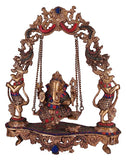White Whale Brass Lord Ganesha Bhagwan Swing Ganesh Ganpati on Jhoola Jhula with Kirtimukha at Top for Home Décor