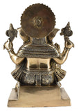 White Whale Lord Ganesha Brass Statue Religious Strength God Sculpture Idol Home Decor Figurine (11 Inches)
