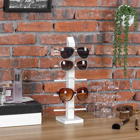 White whale Wooden 5-Pair Sunglasses Display Stand, Tabletop Retail Eyewear Rack