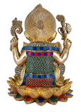 White Whale Brass Lord Mangalkari Ganesha Sitting On Lotus Bhagwan Idol Ganesha Statue Ganpati Murti Home Decor