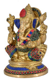 White Whale Lord Ganesh Murti Ganesha Idol Ganpati Bhagwan Brass Statue for Home Decoration Showpiece