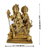 White Whale Shiva Parvati Ganesh Idol Shiv Parivar Brass Murti  Statue Sculpture - Large