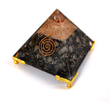 White Whale Orgone Pyramid Energy Generator Reiki Healing Crystal Chakra With Gold Stand Feng Shui Pyramid