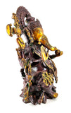 White Whale Lord Ganesha Sitting on Kamal Brass Statue Religious Strength God Sculpture Idol - Large