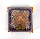 White Whale Amethyst Orgone Pyramid Energy Generator Reiki Healing Crystal Chakra With Gold Stand Feng Shui Pyramid