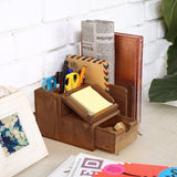 White Whale Wooden Desktop Office Organizer Sticky Note Pad Holder, Mail Sorter & Pullout Drawer