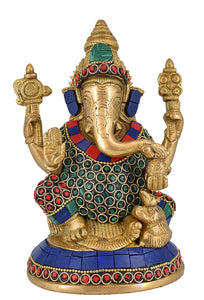 White Whale Lord Ganesh Murti Ganesha Idol Ganpati Bhagwan Brass Statue for Home Decoration Showpiece