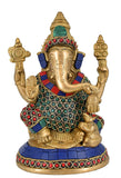 White Whale Lord Ganesh Murti Ganesha Idol Ganpati Bhagwan Brass Statue for Home Decoration Showpiece
