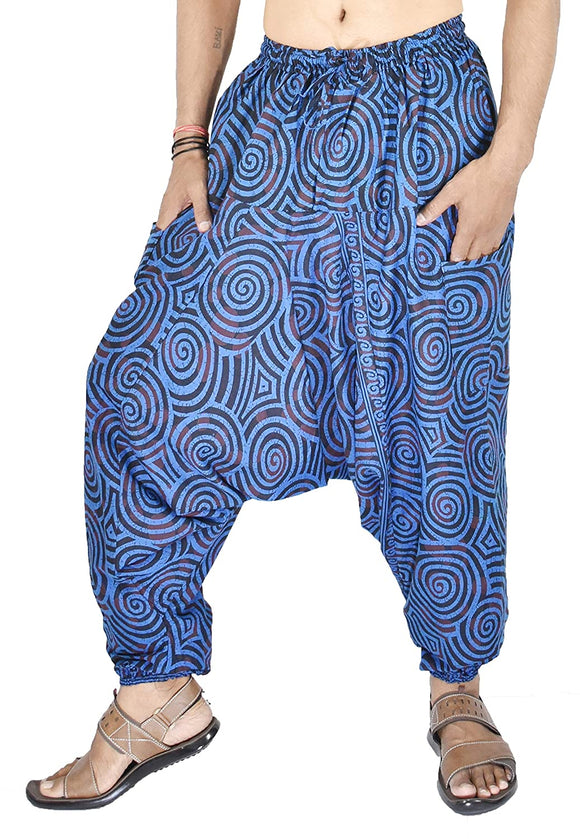 Whitewhale Mens Womens Cotton Printed Harem Pants Pockets Yoga Trousers Hippie