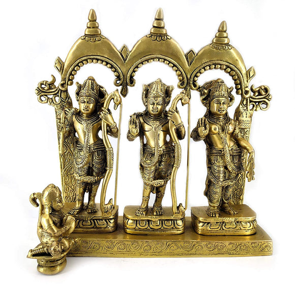 White Whale Ram Darbar - Lord Rama Laxman And Sita Hanuman Brass Statue Religious Sculpture Idol - Large