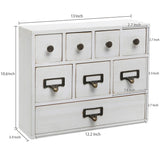 White Whale Wooden Library Card Catalog Style Storage Cabinet / 8 Drawer Jewelry Organizer