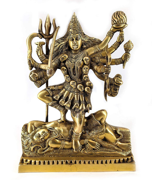 White Whale Maa Kali Brass Statue Religious Goddess Sculpture Idol