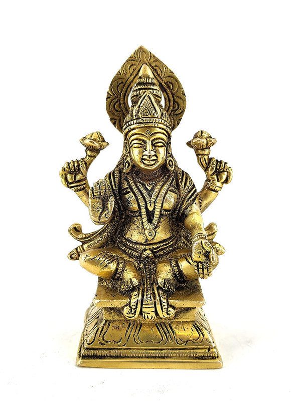 White Whale Gddess Lakshmi Brass Statue Religious Strength Sculpture Idol