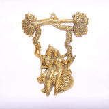 White Whale Radha Krishana Murti on Swing Jhula Metal Statue Gold Antique Finish So Looks Very Beautiful for Decor Your Home,Office Walls,Showpiece Figurines,Religious Idol Gift Article