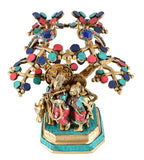White Whale 12" Radha Krishna Idol Showpiece Brass with Turquoise Statue Sculpture Murti Home Décor