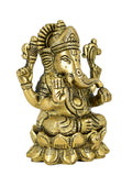White Whale Lord Ganesha Brass Statue Religious Strength God Sculpture Idol