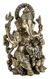 White Whale Brass Lord Ganesha Sitting On Lotus Statue Idol Home Decor Figurine (13 Inches)