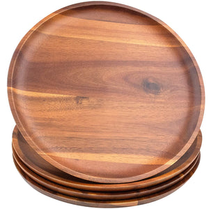 White Whale Wooden Round Serving Charger Plates - 11 inch Set of 4