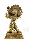 White Whale Lord Narasimha Brass Statue Religious Strength God Sculpture Idol