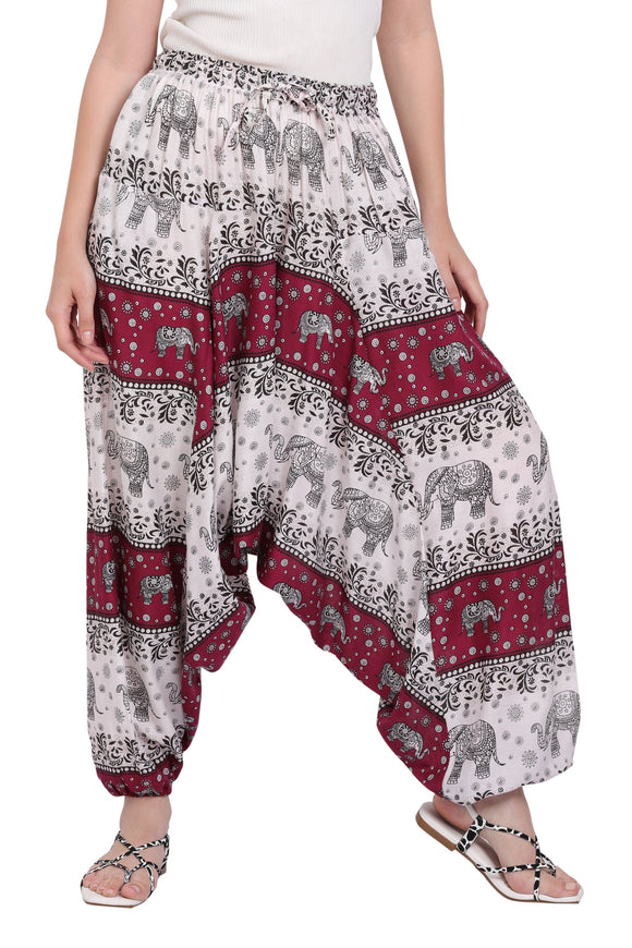 Whitewhale Mens & Women Rayon Elephant Printed  Harem Pants Pockets Yoga Trousers Hippie