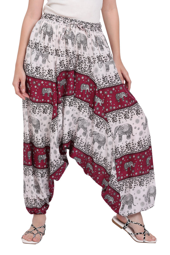 Whitewhale Mens & Women Rayon Elephant Printed  Harem Pants Pockets Yoga Trousers Hippie