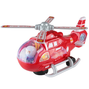 White Whale Toy Airplane Realistic Helicopter w/ Pilote Omni-Directional Wheel Anti-Collision Sensor Music Light Kids Education Toy