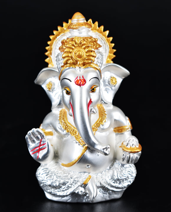 White Whale Lord Ganesha Statue for Car Dashboard God Ganesh Murti Ganpati Idol Figurine Gifts Home Décor