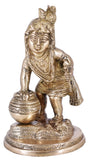 White Whale Makhan Krishna Statue Hindu God Figurine Flute Lover Solid Handmade Brass Sculpture Home Decor