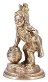 White Whale Makhan Krishna Statue Hindu God Figurine Flute Lover Solid Handmade Brass Sculpture Home Decor