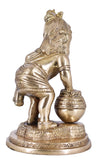 White Whale Makhan Krishna Statue Hindu God Figurine Flute Lover Solid Handmade Brass Sculpture Home Decor