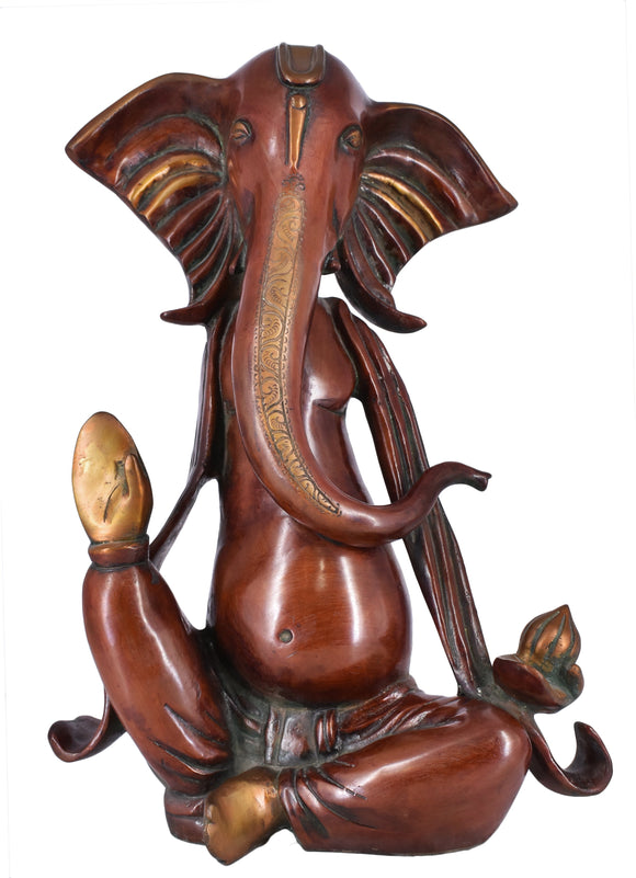White Whale Brass Hindu God Lord Ganesha Bhagwan Lord Ganesha Idol Statue Murti