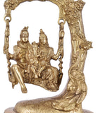 White Whale Shiva Parvati Ganesh Idol Shiv Parivar Brass Murti  jhula Statue Sculpture