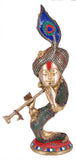 White Whale Brass Hindu God Lord Krishna Bhagwan Lord Krishna Idol Statue Murti