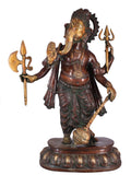 White Whale Brass Lord Ganesha Sitting On Lotus Statue Idol Home Decor Figurine