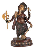 White Whale Brass Lord Ganesha Sitting On Lotus Statue Idol Home Decor Figurine