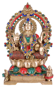 White Whale Brass Lakshmi Idol Hindu Lakshmi Goddess Statue Home Office Showpiece Décor