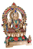 White Whale Brass Lakshmi Idol Hindu Lakshmi Goddess Statue Home Office Showpiece Décor