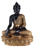 White Whale Brass Earth Touching Brass Buddha Idol Medicine Buddha for Home Decor Living Room Meditation Luck Gift Feng Shui