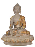 White Whale Brass Medicine Buddha Statue Murti for Home Decor Entrance Office Table Living Room Meditation Luck Gift Feng Shui