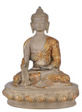 White Whale Brass Medicine Buddha Statue Murti for Home Decor Entrance Office Table Living Room Meditation Luck Gift Feng Shui