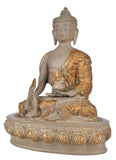 White Whale Brass Medicine Buddha Statue Murti for Home Decor Entrance Office Table Living Room Meditation Luck Gift Feng Shui