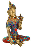 White Whale Tara Buddha Blessing Idol Tibetan Buddhism Yin Kwan Goddess Buddhist Statue